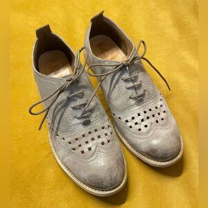 Roan by Bed Stu Tan Flat Oxfords Shoes Wingtips Perforated 7.5